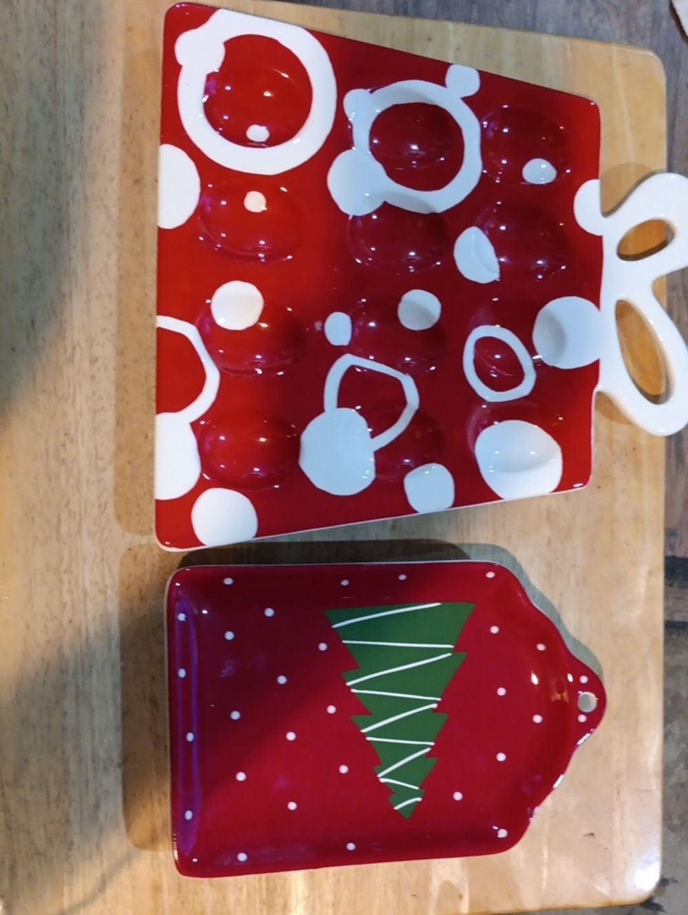 Boston Warehouse Holiday Deviled Egg Plate & Ceramic Cheese & Cracker Dish